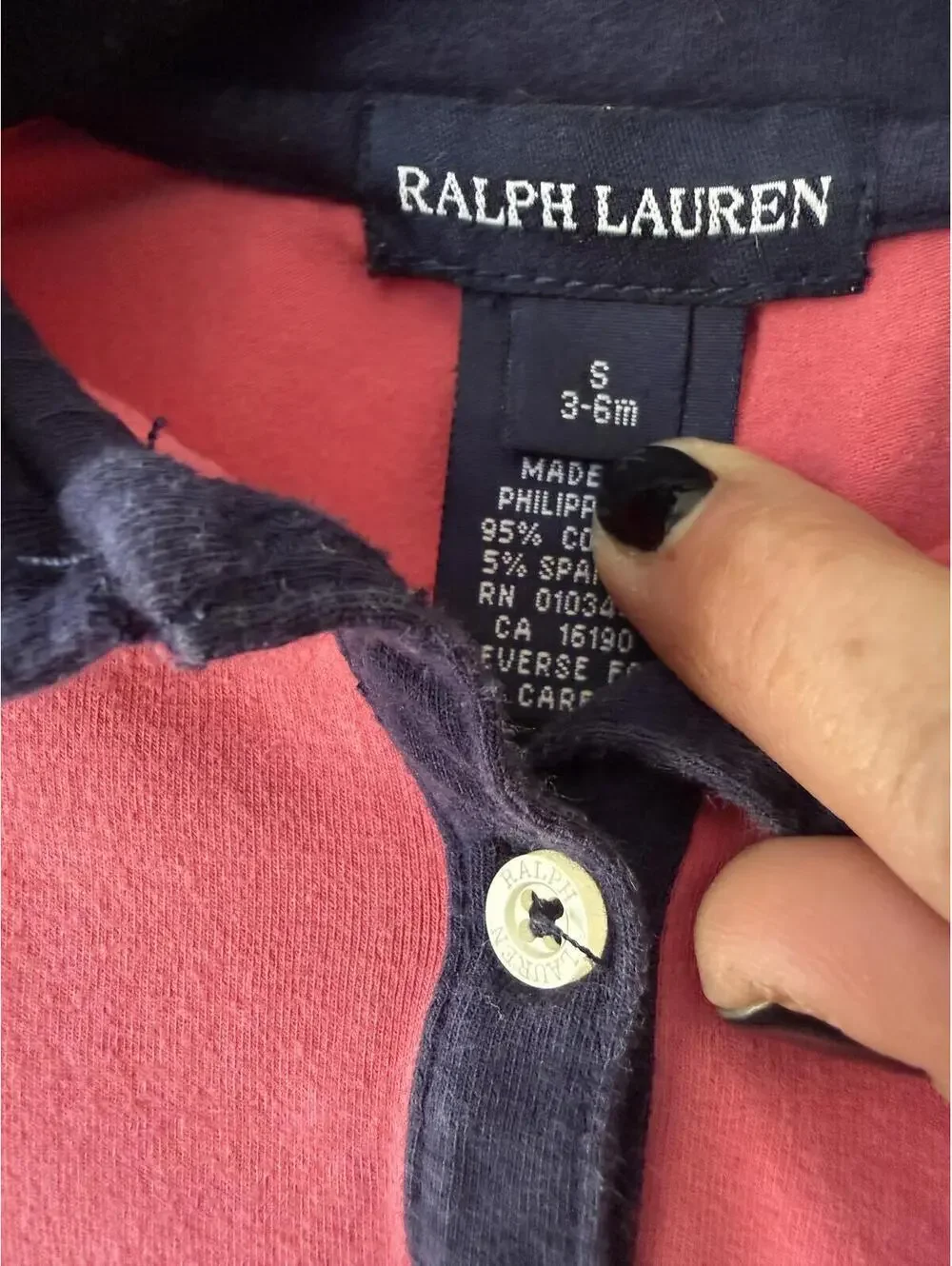 Ralph Lauren Baby Pink Long Sleeve Polo Shirt Size 3-6 Months